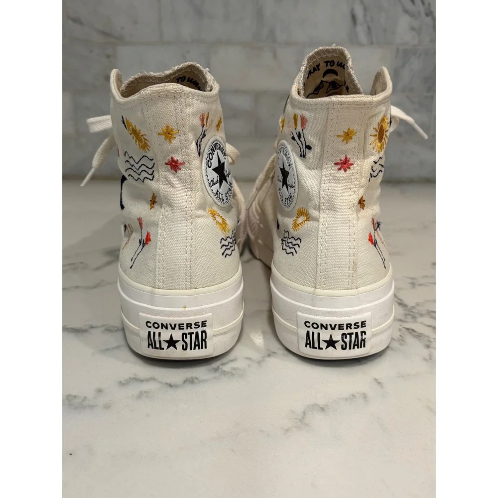 Converse Chuck Taylor All Star Lift Platform Embroidered Celestial Sz 4 Youth